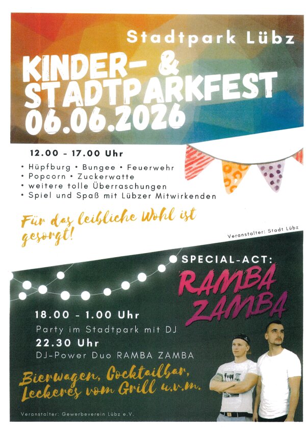Bild vergr&ouml;&szlig;ern: Kinder- & Stadtparkfest der Stadt L&uuml;bz 2026