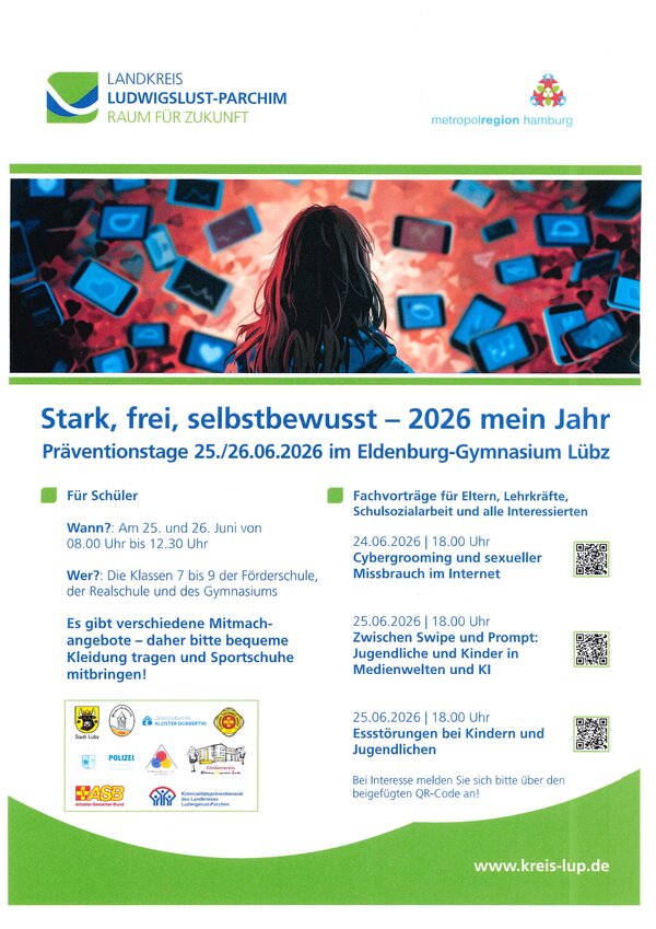 Bild vergr&ouml;&szlig;ern: Plakat Pr&auml;ventionstage im Eldenburg-Gymnasium L&uuml;bz