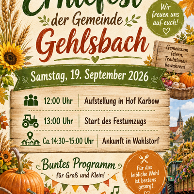 Flyer Erntefest Gehlsbach 19.09.2026